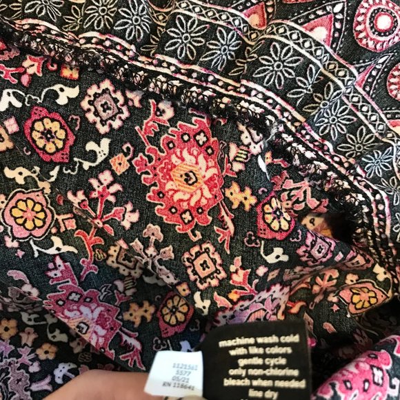 Lane Bryant Plus 26 / 3X Black Pink Boho Floral Maxi Dress Balloon Sleeves - Picture 9 of 10